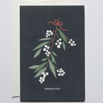Carte de Noël de gui avec enveloppe