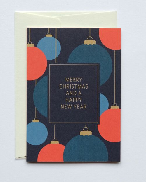 Weihnachtskarte Christmas Baubles, mit Umschlag