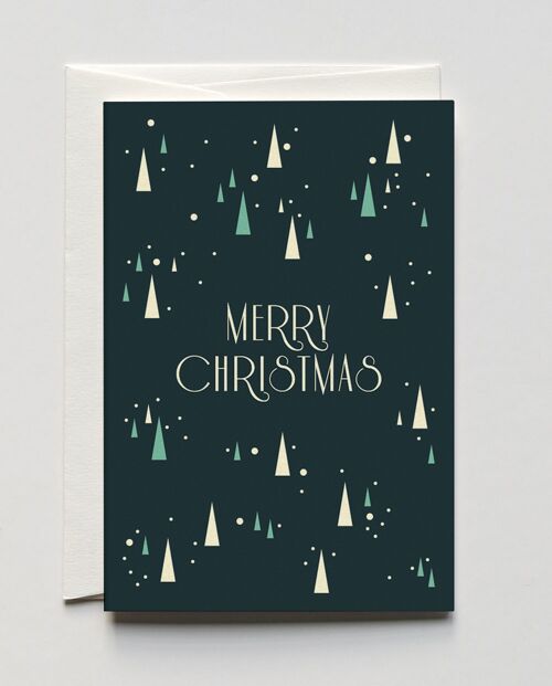 Weihnachtskarte Sparkling Blue Trees, mit Umschlag
