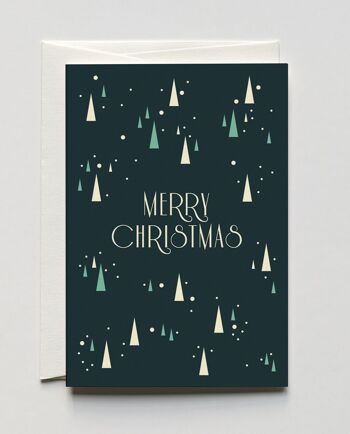 Carte de Noël Sparkling Blue Trees, avec enveloppe