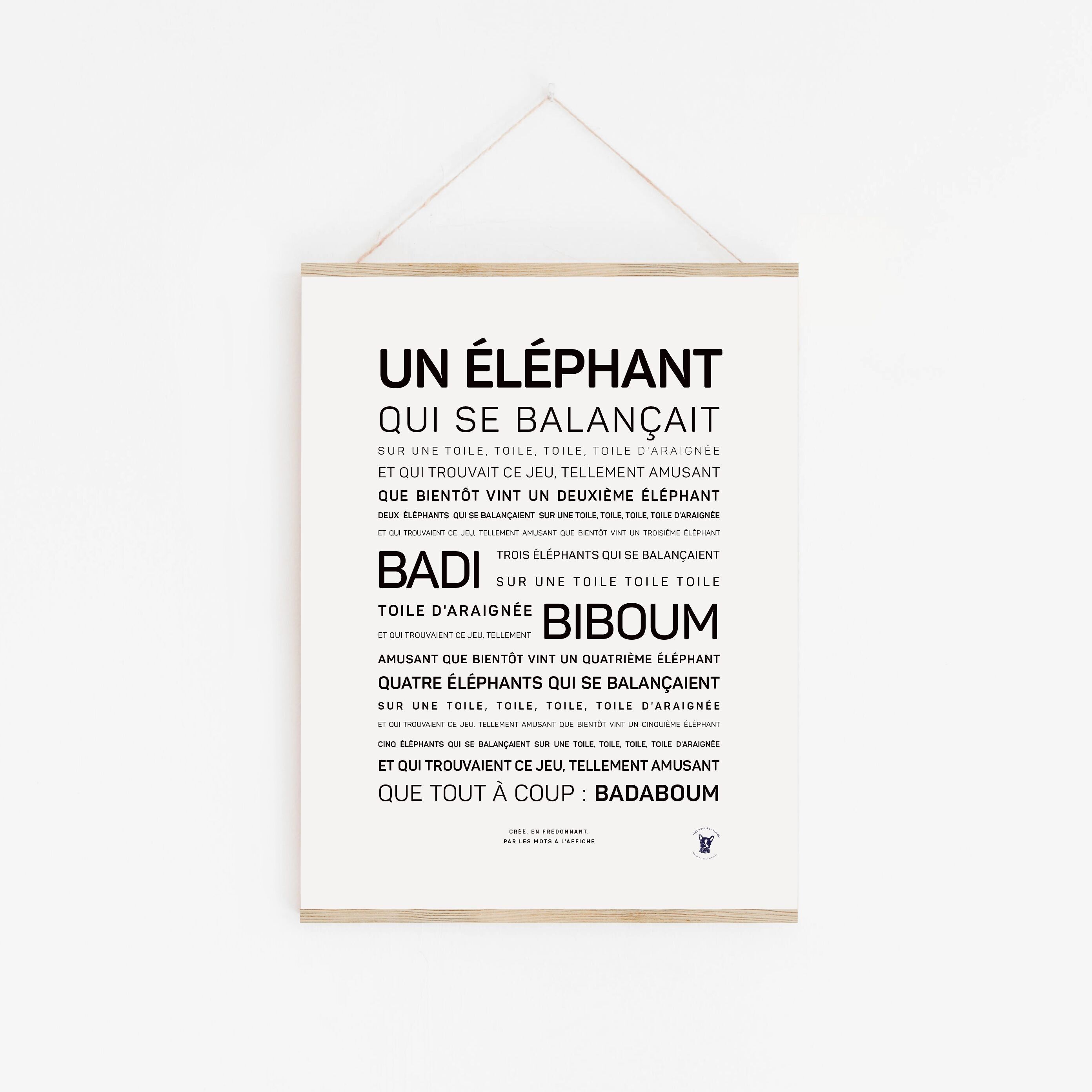 Kinderreim-Poster: Ein schwingender Elefant (A2, A3, A4, A5)