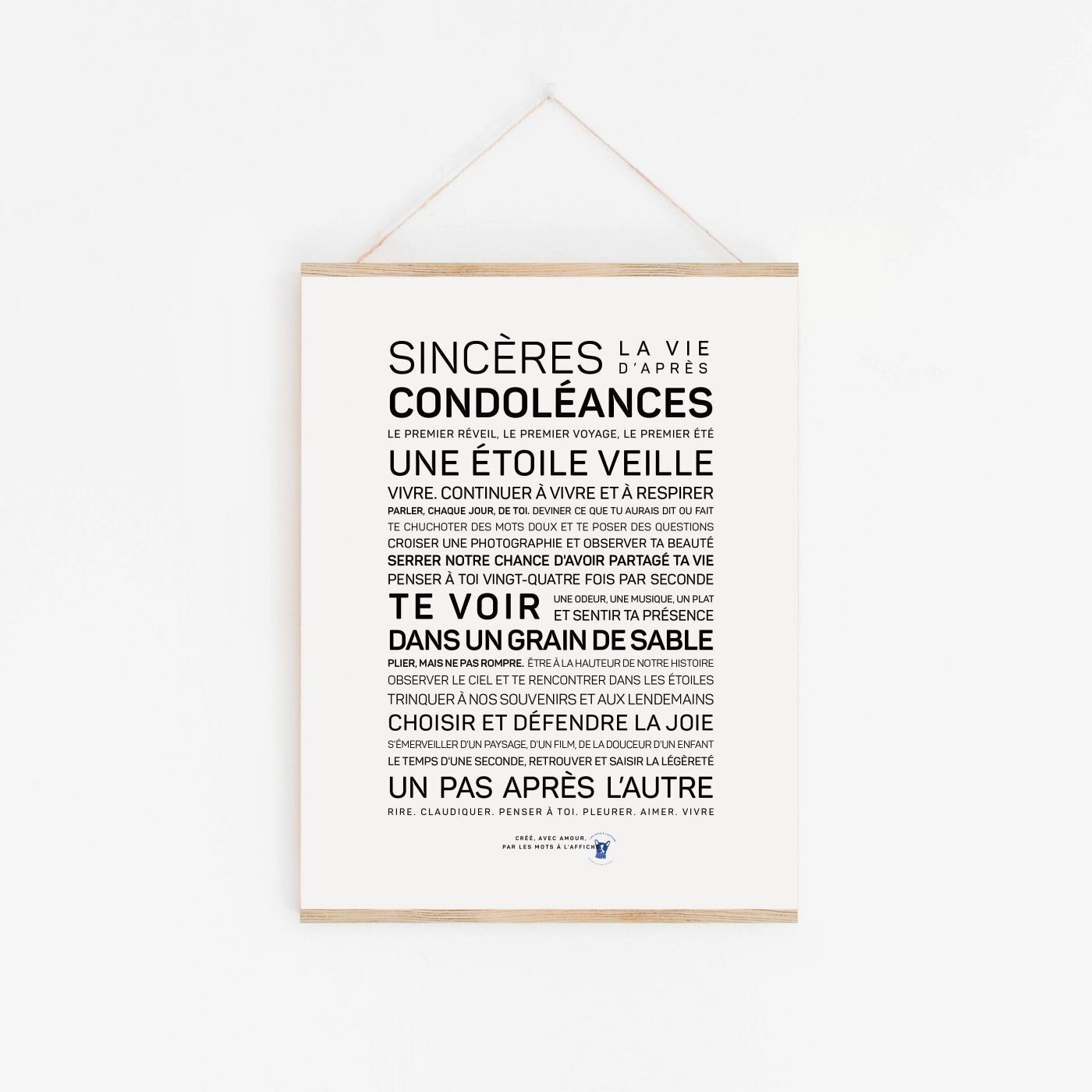 Affiche Sincères condoléances (A2, A3, A4, A5, A6)