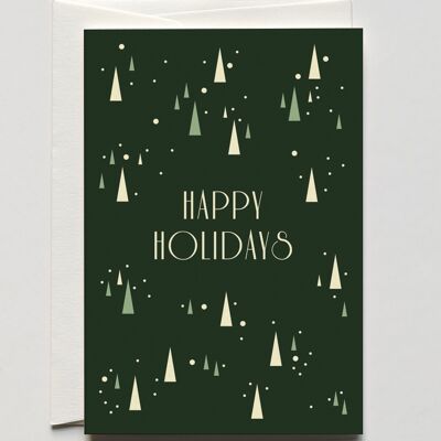 Christmas card Sparkling Green Trees, with envelope