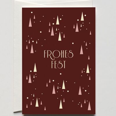 Cartolina di Natale Sparkling Red Trees, con busta