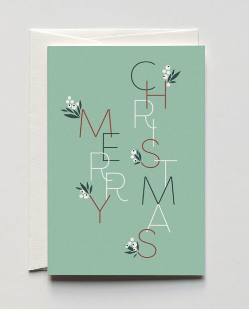 Weihnachtskarte White Christmas Berries, mit Umschlag