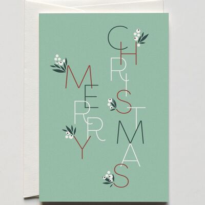 Weihnachtskarte White Christmas Berries, mit Umschlag