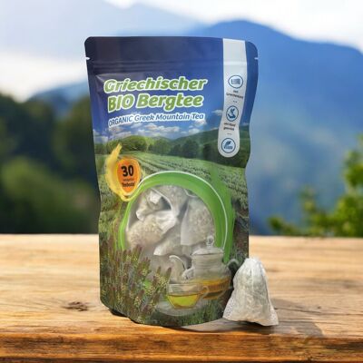 Té de montaña ecológico Oligri de Grecia en bolsitas de té, variedad Sideritis Scardica, contenido de 30 piezas de 2 gramos cada una