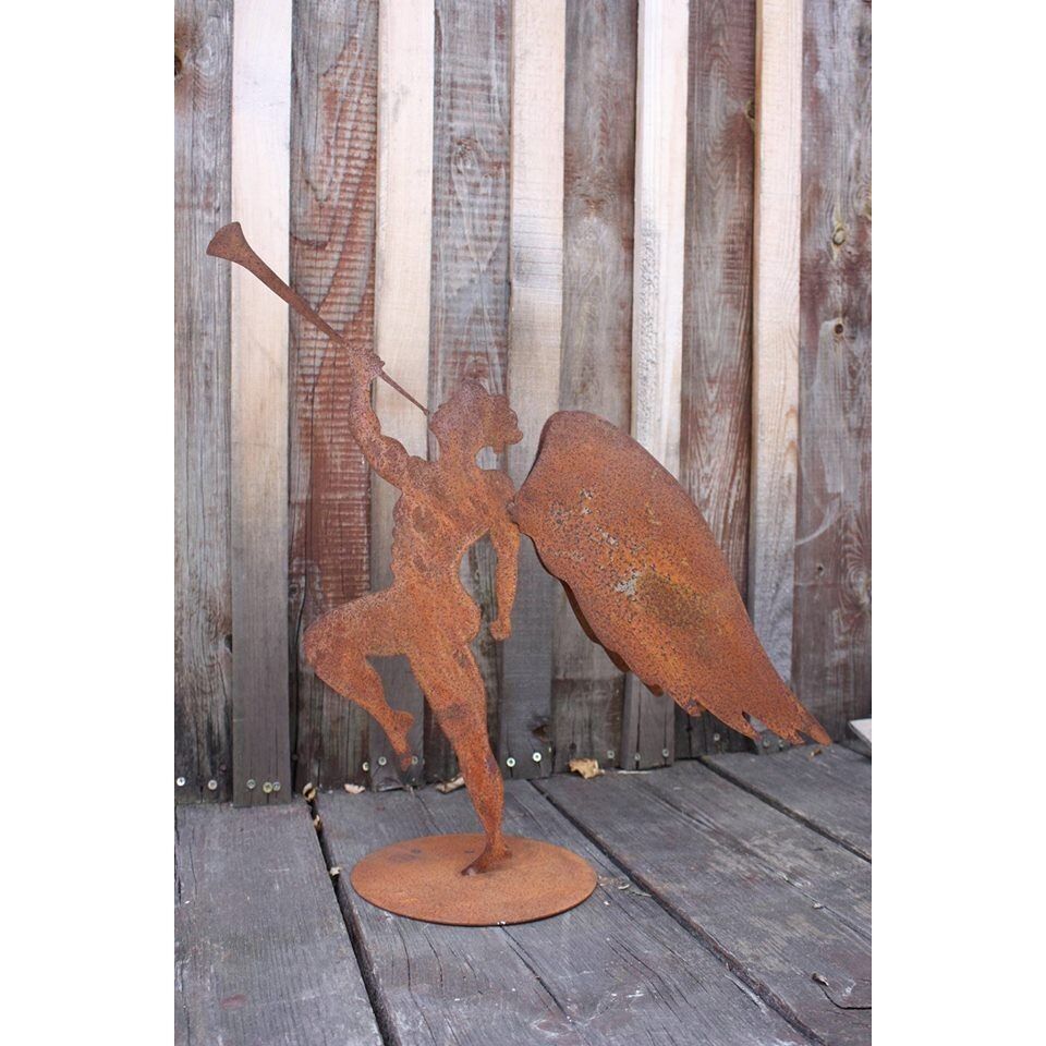 Angelo decorativo natalizio con doppie ali | Decorazione da giardino patinata