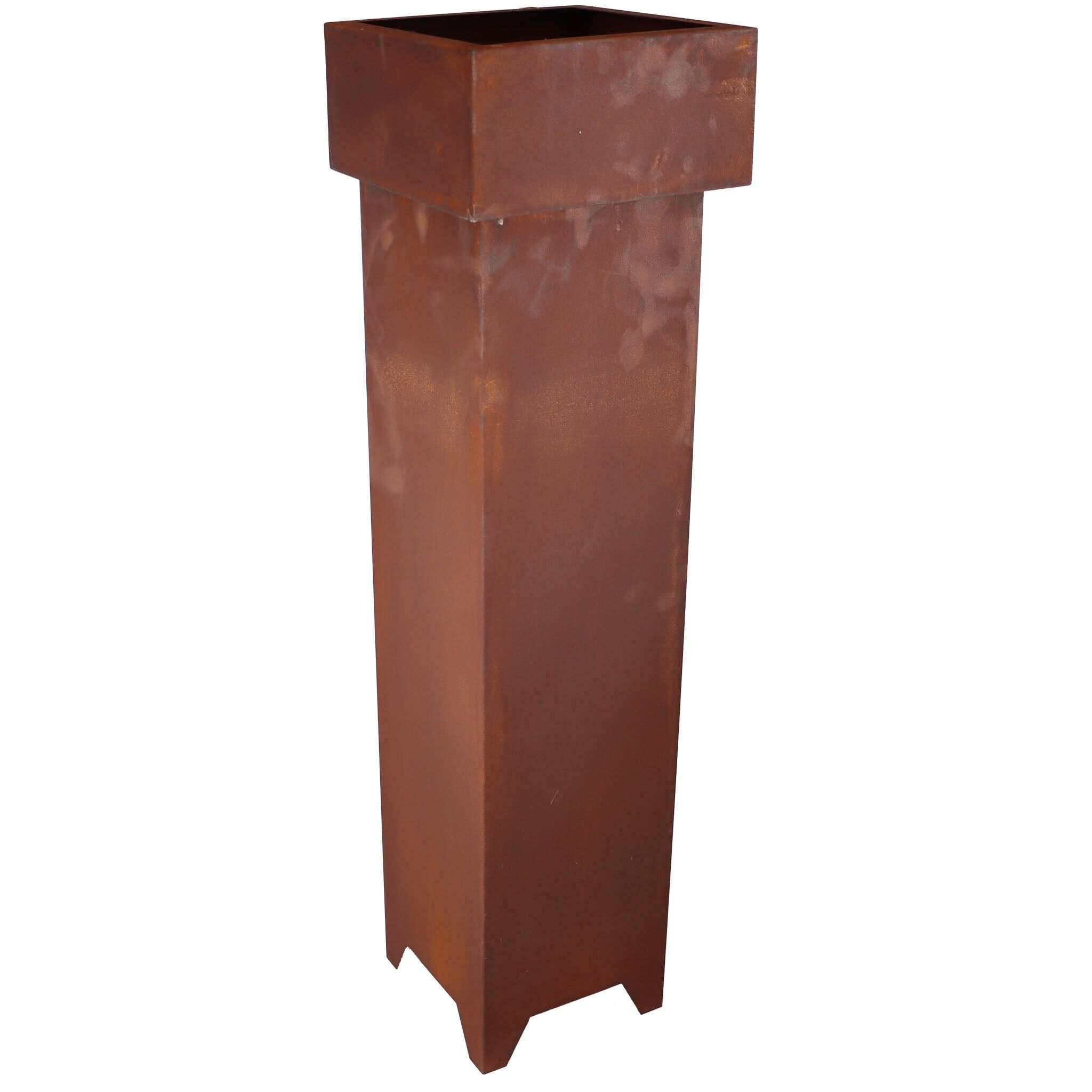 Colonne de décoration de jardin patinée carrée avec vasque 1,15 m | Colonnes décoratives salon