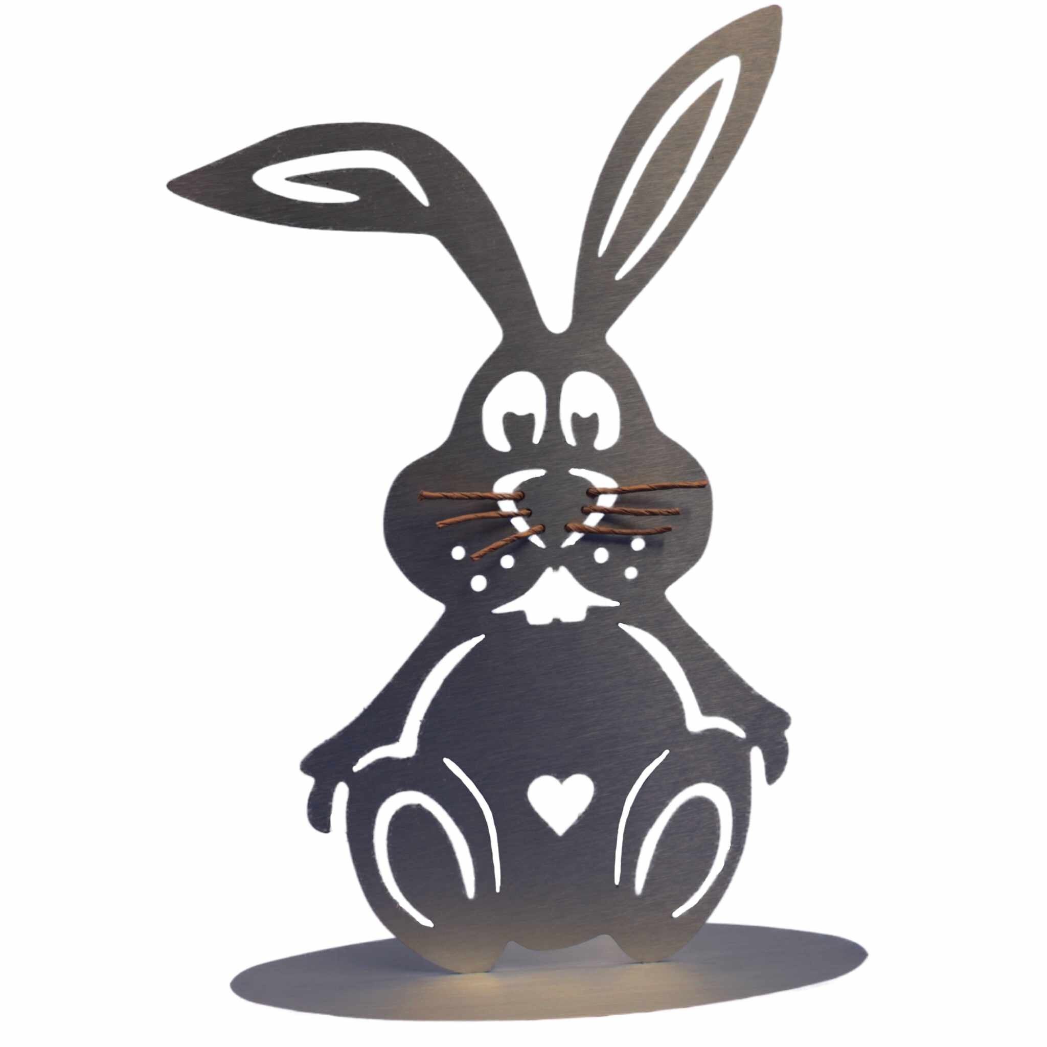 Lapin de décoration de Pâques moderne "Schnurri" en aspect argenté | Décoration de Pâques en acier inoxydable