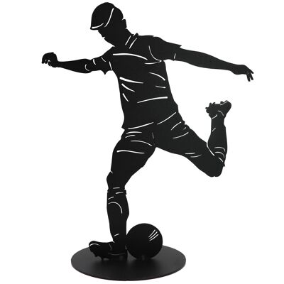 Scultura di calcio, figura decorativa del calciatore, nera, 40 cm