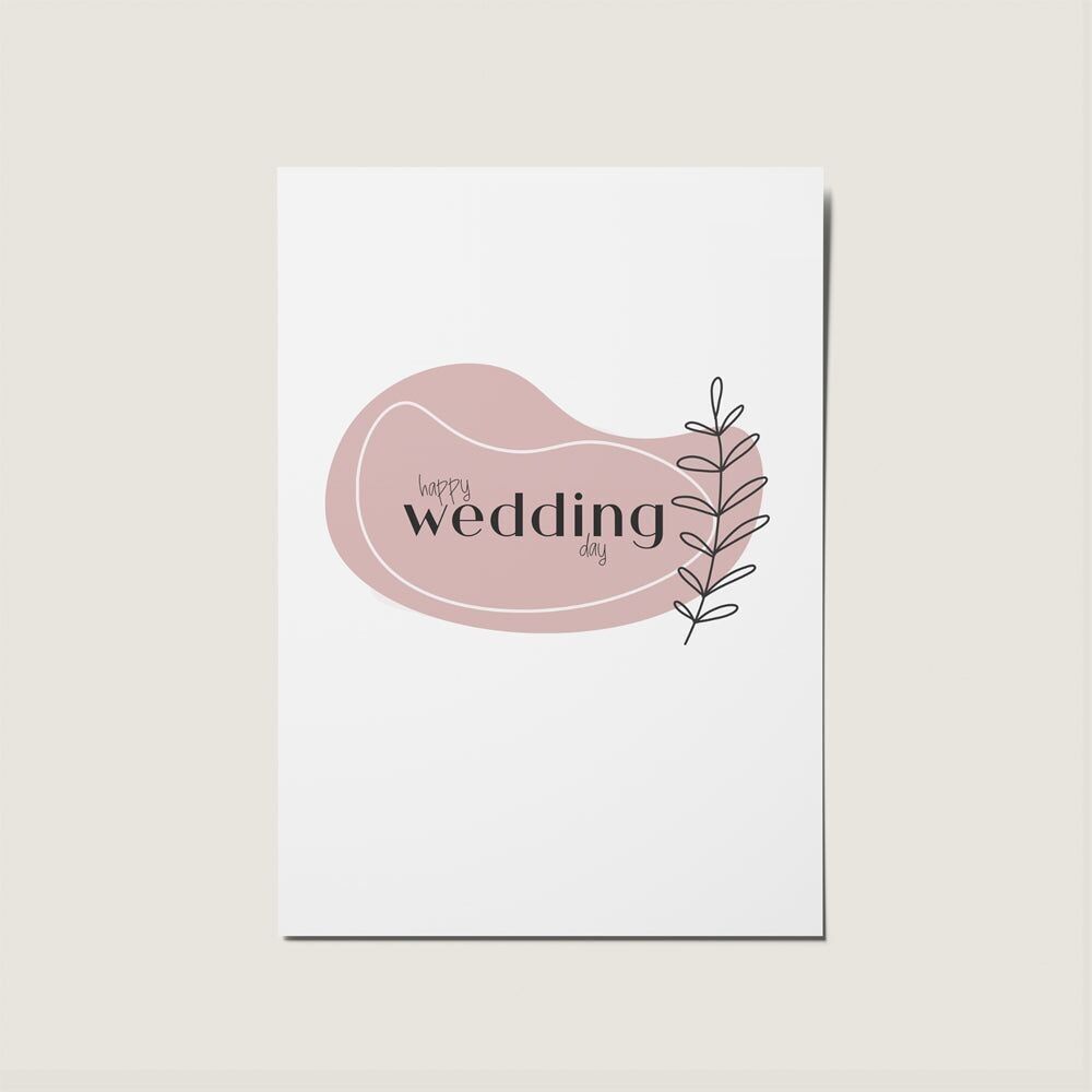 Happy Wedding Day Boho Carta rosa minima