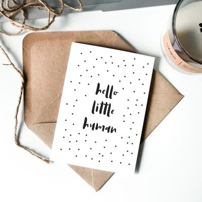 Tarjeta mínima punteada de Hello Little Human