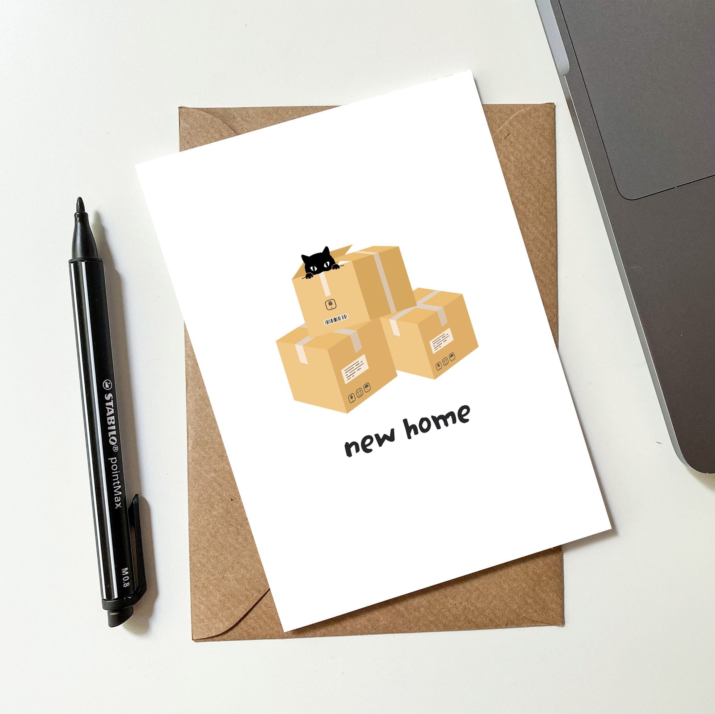 Nuova scheda illustrata delle scatole del gatto domestico