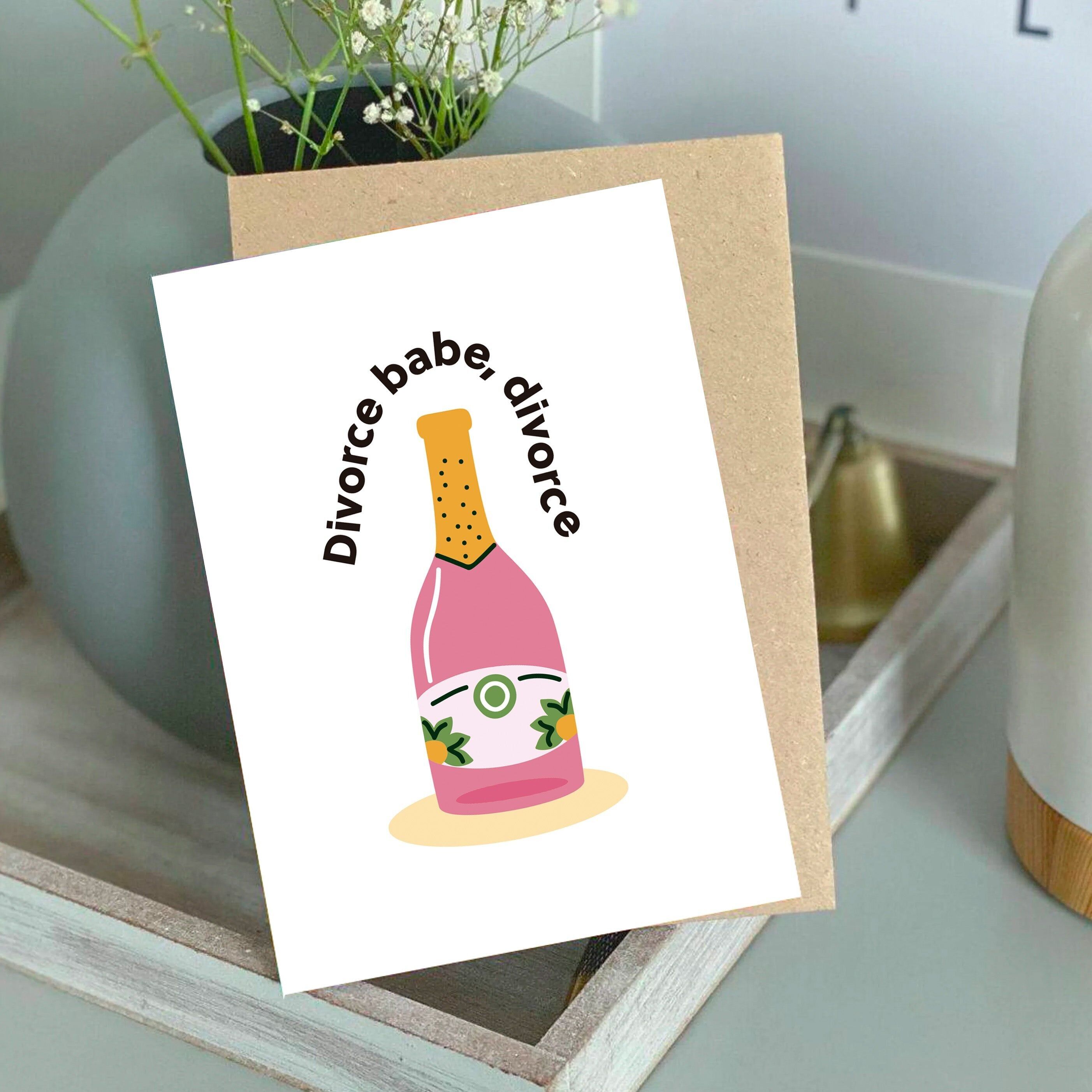 Divorzio Babe, Adele Illustrazione divertente Minimal Champagne Card