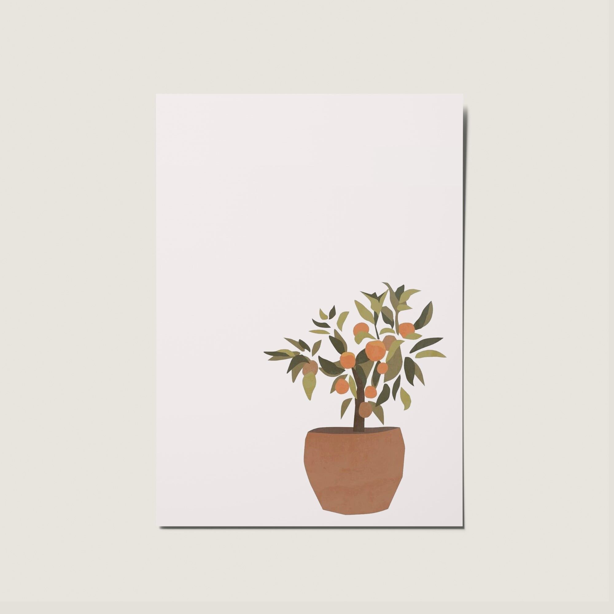 Orange Tree Illustrated Minimal Simple Card