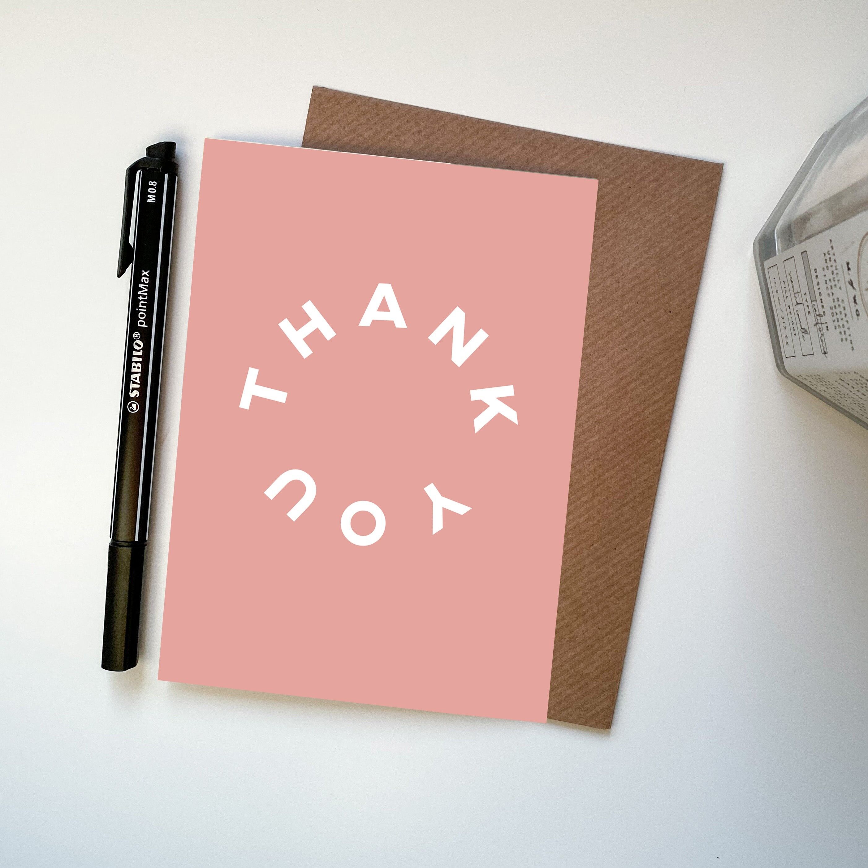 Biglietto di ringraziamento rosa in grassetto