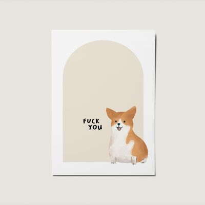 Carte Fuck You, Corgi Rude Adult Joyeux anniversaire, sans occasion