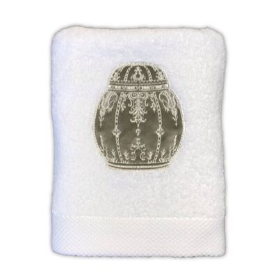 SERVIETTE DE BAIN 50 X 100 PORCELAINE Brodé VELOUR 50