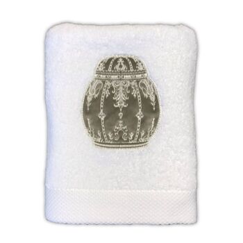 SERVIETTE DE BAIN 50 X 100 PORCELAINE Brodé VELOUR 50 1