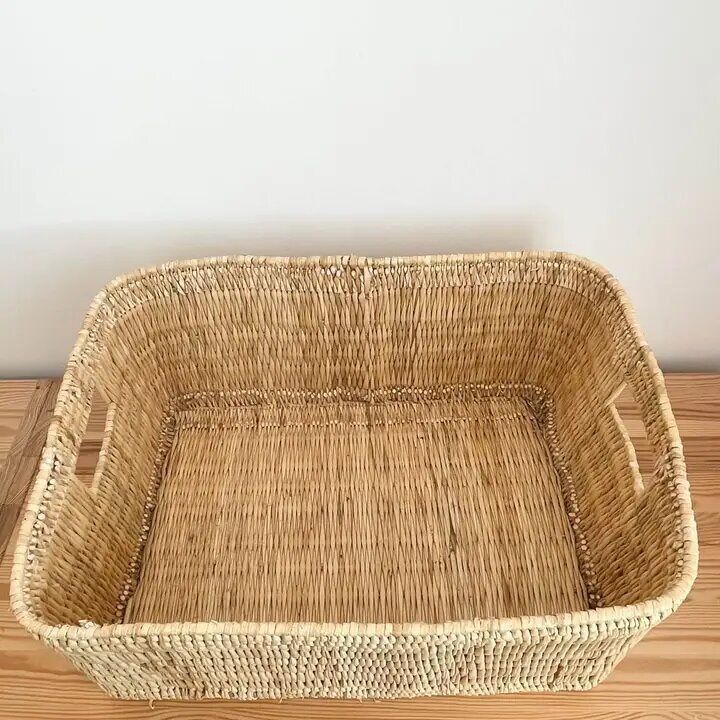 Cestino rettangolare con mensola - Organizer portaoggetti in vimini intrecciato a mano