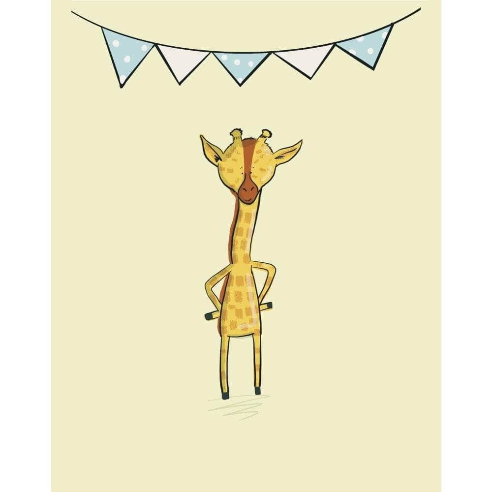 Impression d'art représentant une girafe avec un fanion