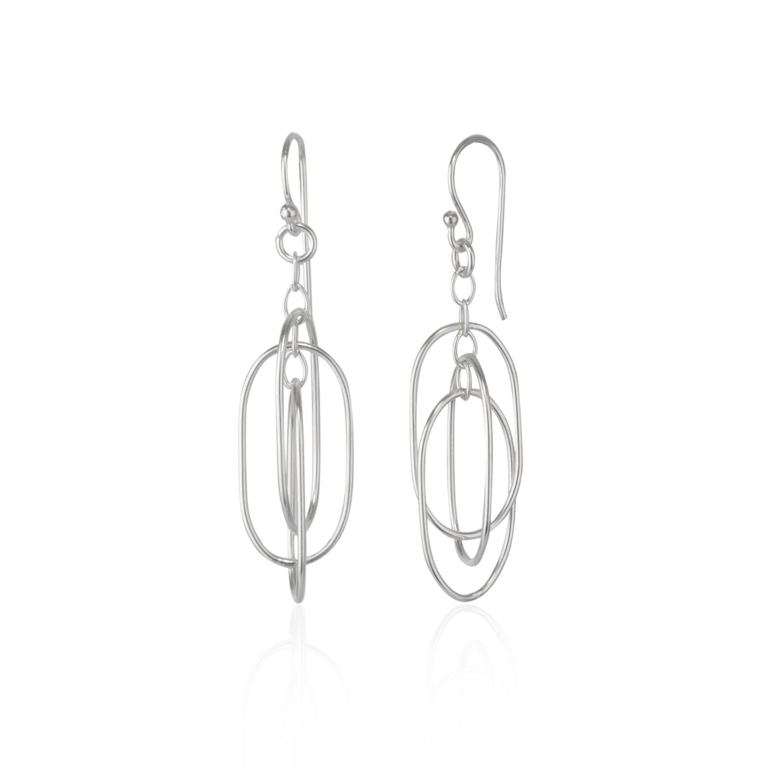 Orecchini pendenti 3D Nested Loop in argento sterling