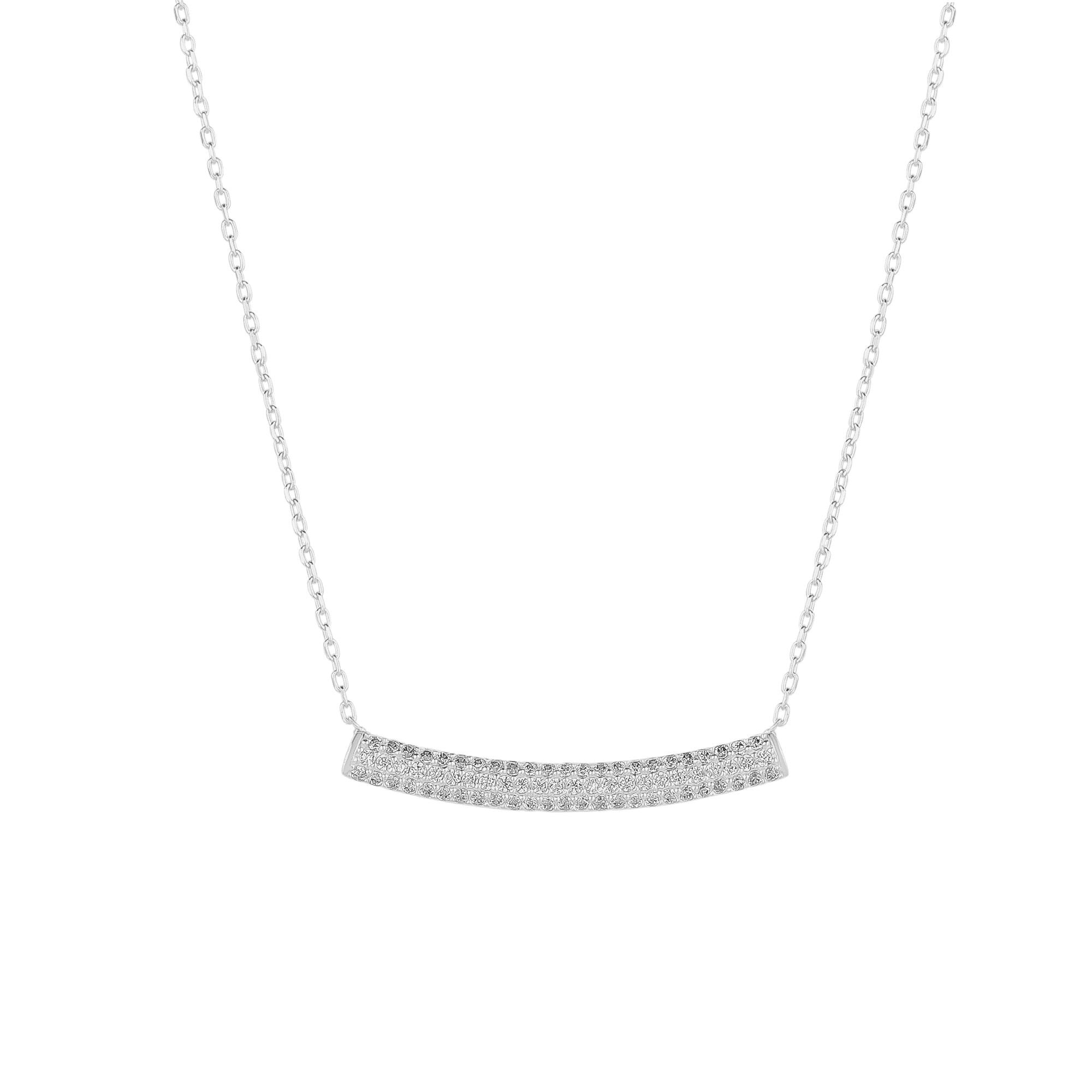 Collana con barra concava in argento sterling - Bianco