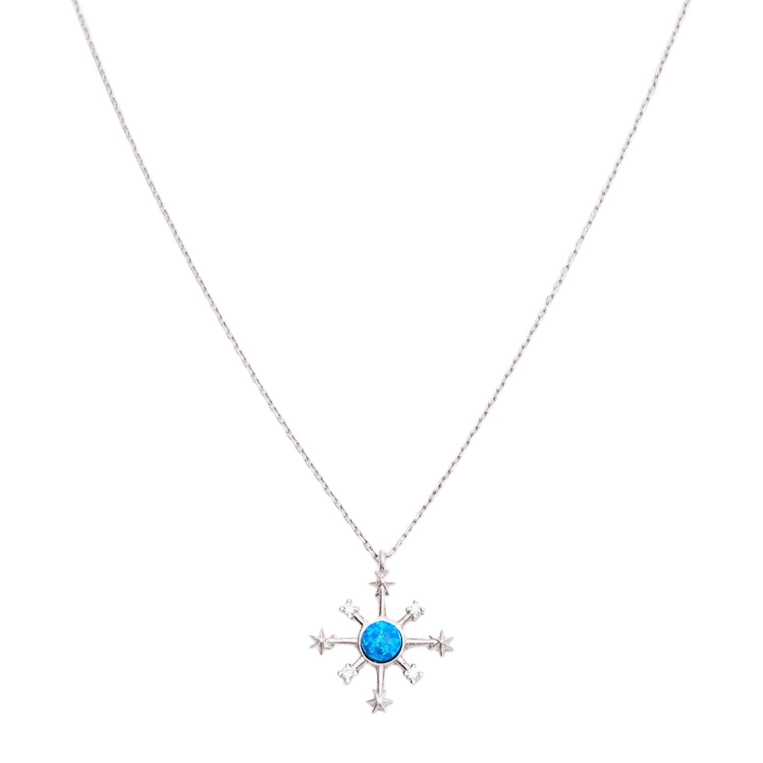 Collar de plata de ley de alta calidad con rueda de barco de ópalo