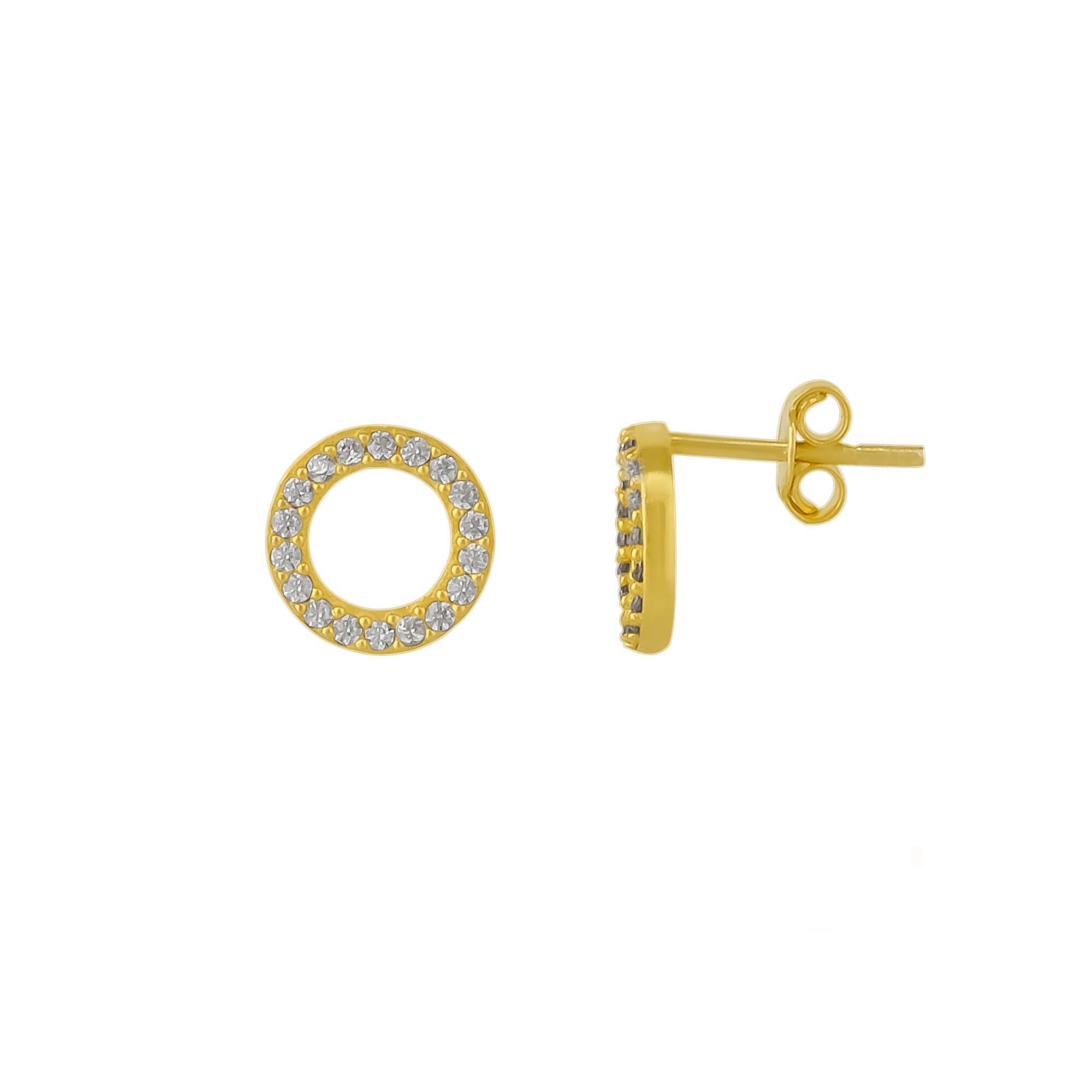 Orecchini in argento sterling con zirconi e cerchio rotondo