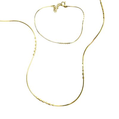 Conjunto de collar y pulsera de cuentas pequeñas en plata de ley