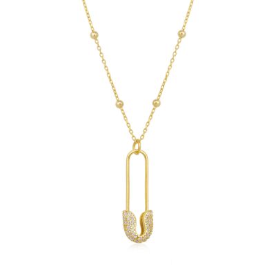 Collana con spilla di sicurezza in argento sterling con catena di perline