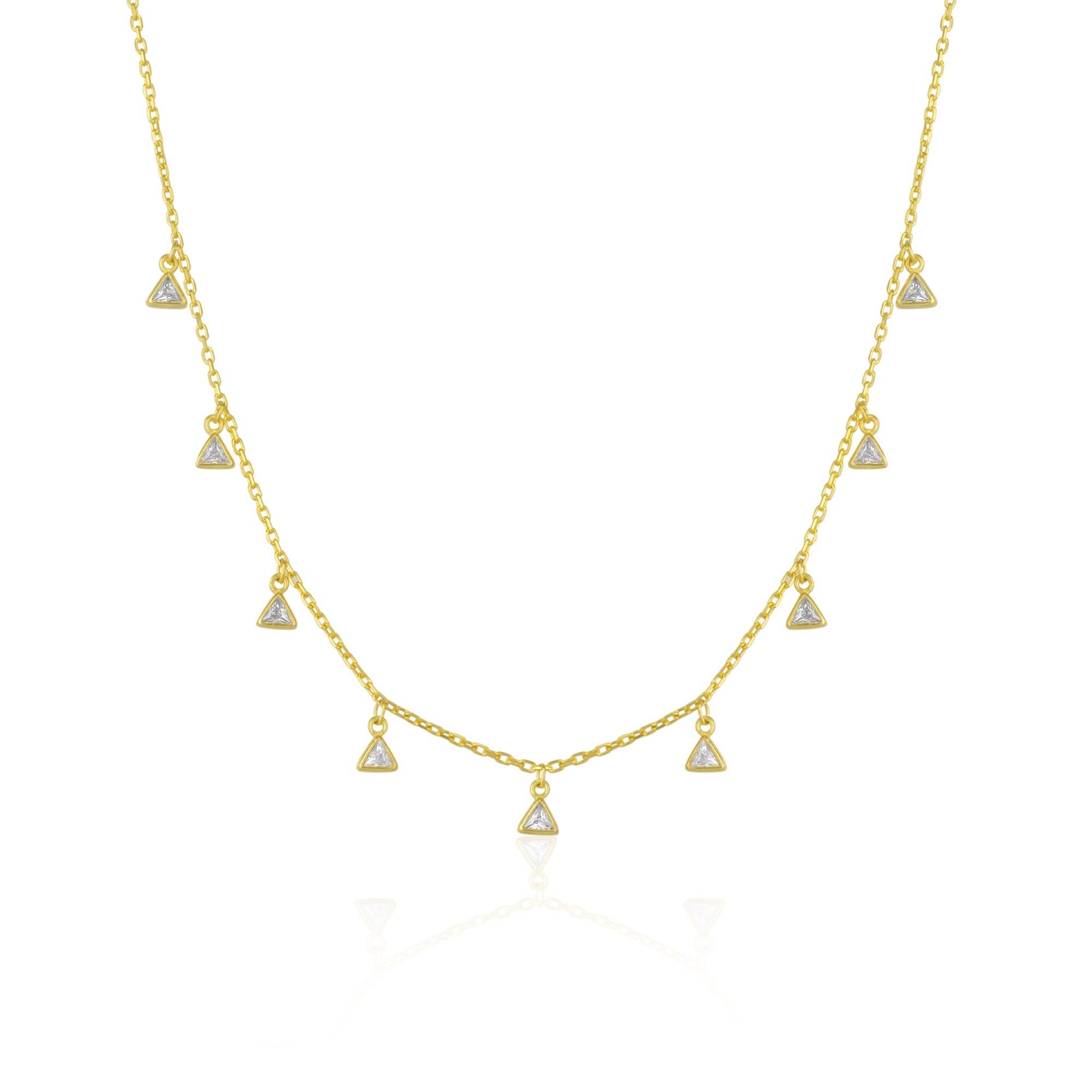 Collana con stazione in argento sterling con triangolo decorato con gioielli