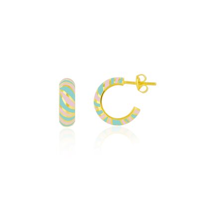 Orecchini grossi in argento sterling arcobaleno color pastello smaltati
