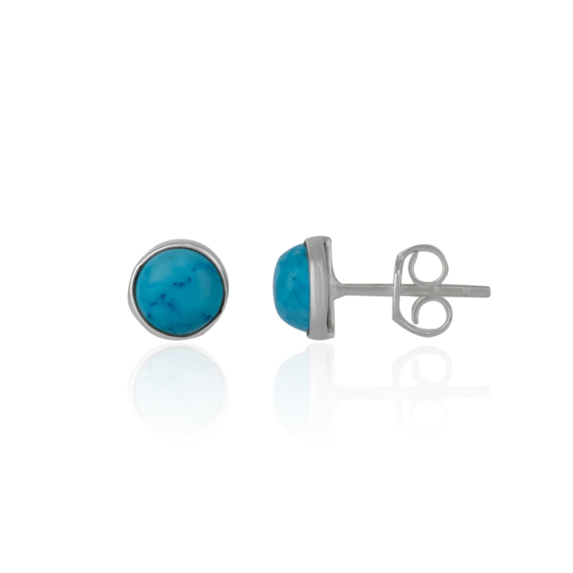 Orecchini a bottone in argento sterling con cupola turchese blu