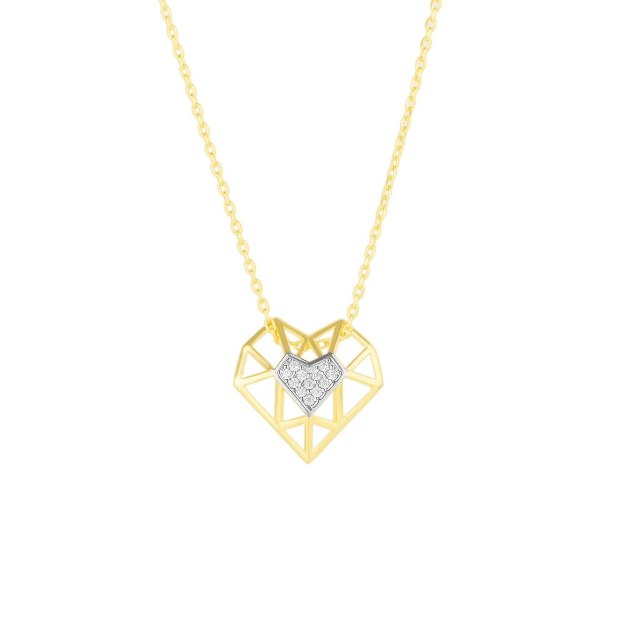 Collana con cuore geometrico in argento sterling