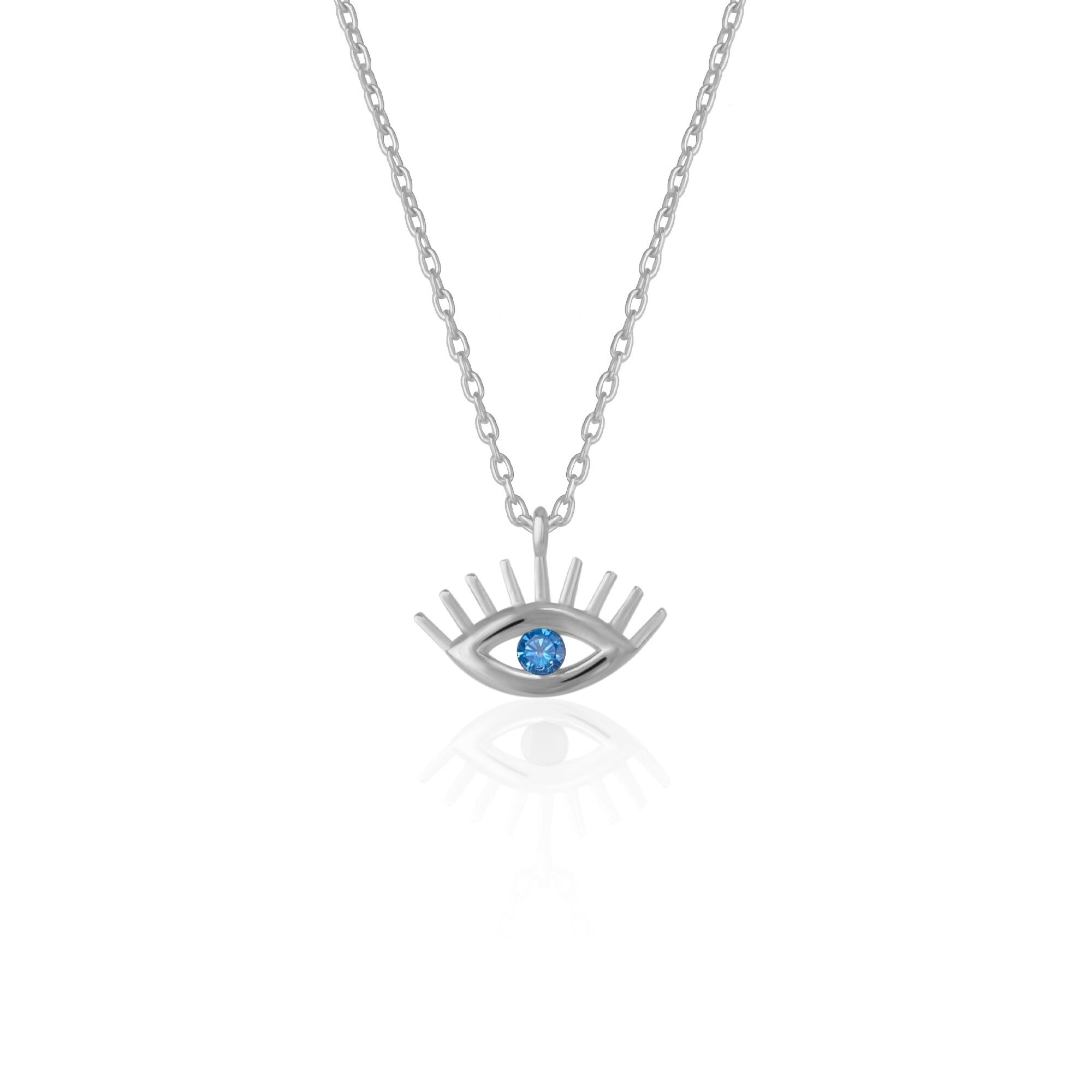 Collana in argento sterling con occhio maligno blu acqua
