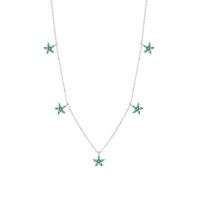 Collier à breloques en argent sterling avec étoile verte