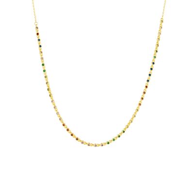 Collana da tennis rotonda arcobaleno in argento sterling