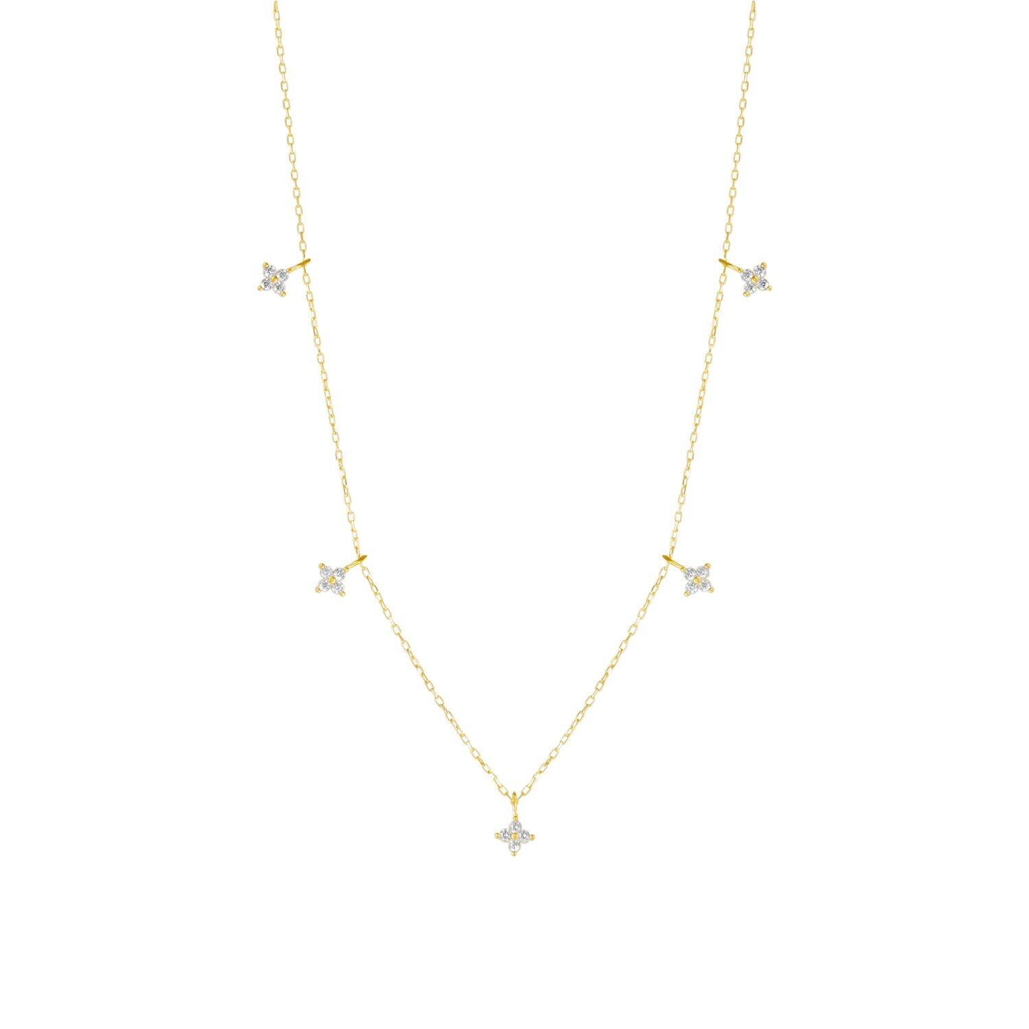 Collana in argento sterling placcato oro con quadrifoglio