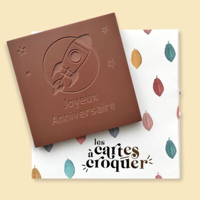 The crunchy cards | Engraved chocolate Rocket birthday | Milk or dark chocolate bar | Personalized chocolate without coloring | Gift card