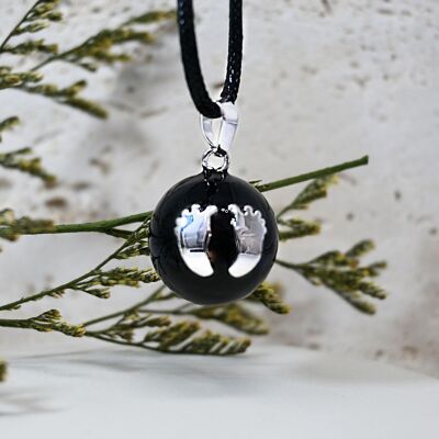 Smooth black/silver pattern pregnancy bola - LÉANA (Feet)