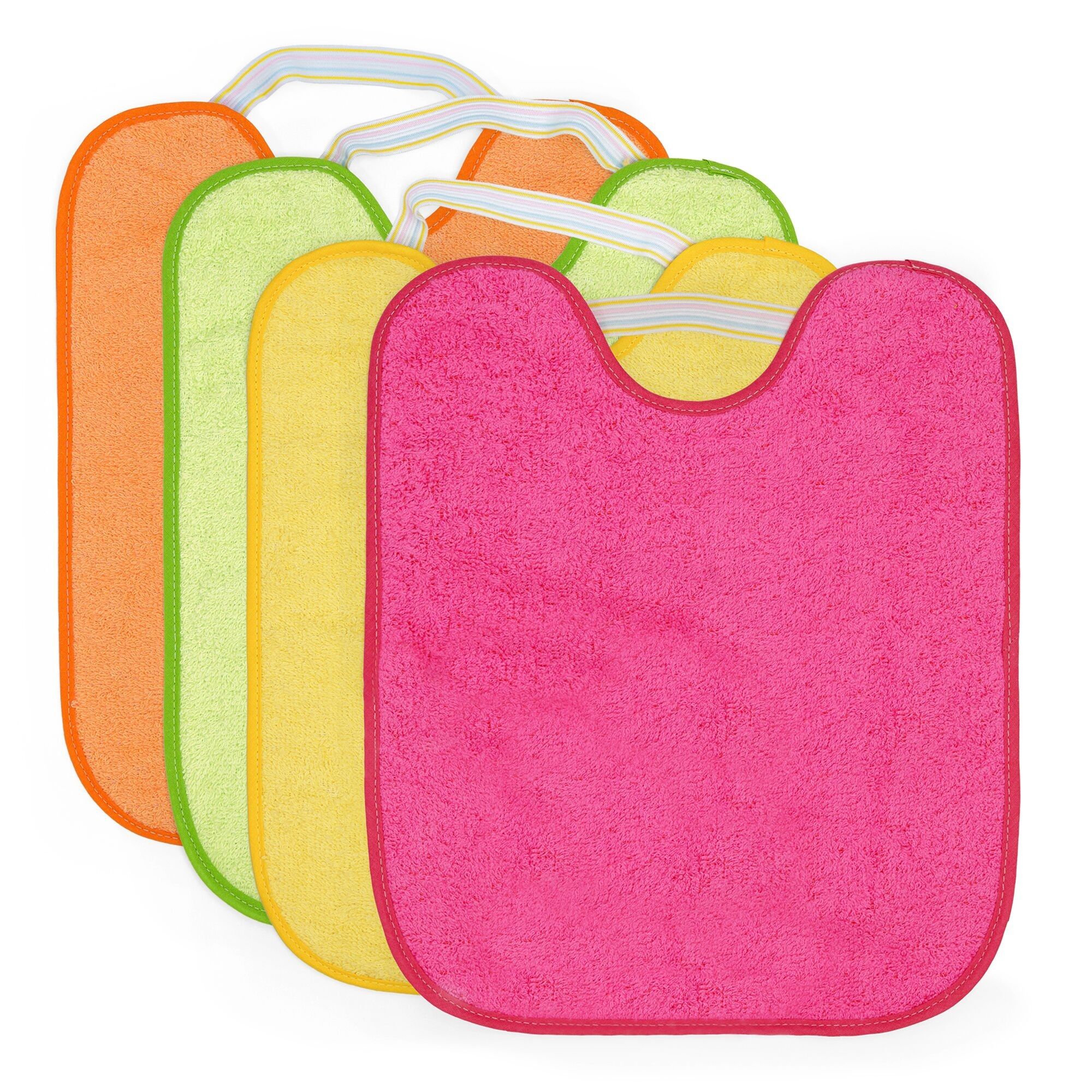 Du TIN | 4er-Pack wasserdichte Baby-Lätzchen mit Gummiverschluss, 90 % Baumwolle, 10 % Polyester mit Vinylfutter | Packung mit 4 Lätzchen für Babys ab 1 Jahr | 32x36cm