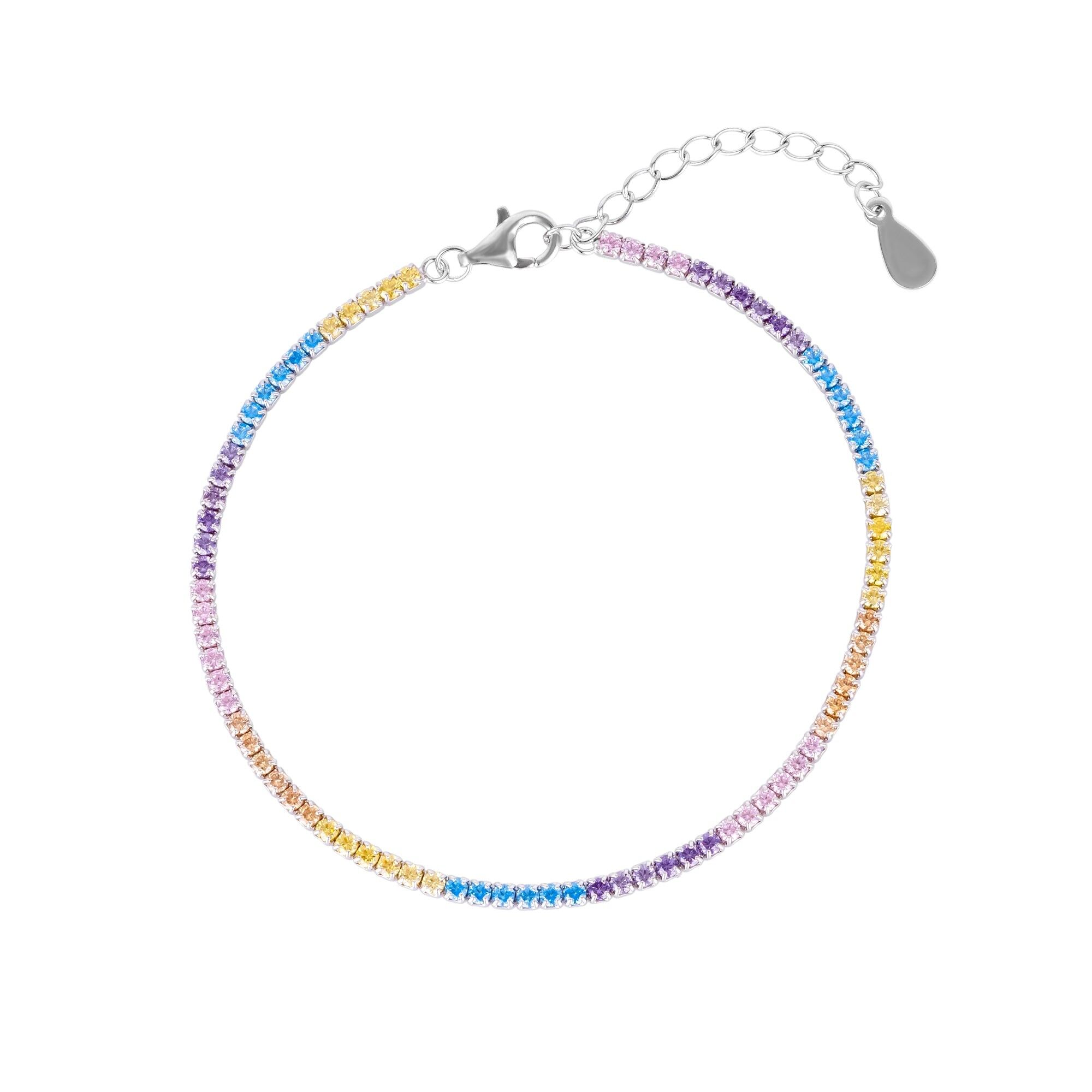 Bracciale tennis in argento sterling colorato color pastello