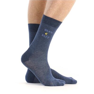 chaussette bleu nuit en coton unisexe
