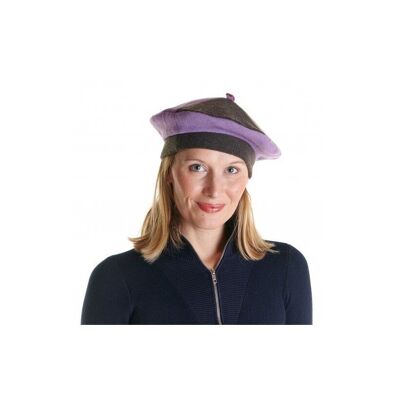 reversible purple cashmere wool beret