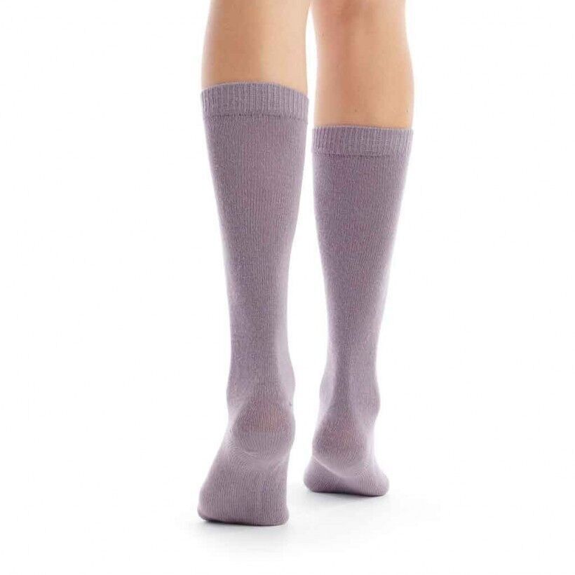 Calza alta in cashmere viola