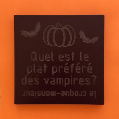 Carte masticabili | Cioccolato inciso ZUCCA E FANTASMA DI HALLOWEEN | Tavoletta di cioccolato al latte o fondente | Cioccolato personalizzato senza coloranti | Carta regalo