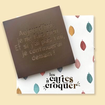 The cards to bite | Engraved chocolate HUMOUR TODAY I DO NOTHING | Milk or dark chocolate bar | Personalized chocolate without coloring | Gift card