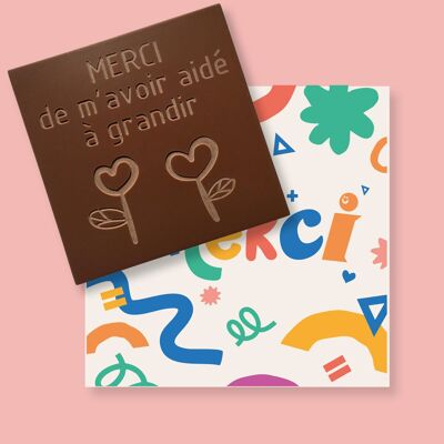 Kaukarten | Gravierte Schokolade DANKE MAITRE MAITRESS ATSEM | VERSION VIELEN DANK, DASS SIE MIR BEIM WACHSTUM HELFEN | Milch- oder dunkle Schokoladentafel | Personalisierte Schokolade ohne Farbstoffe | Geschenkkarte